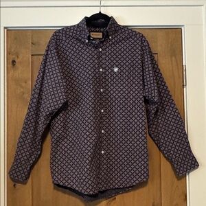 Ariat Wrinkle Free Mens S Button Down Shirt Cotton long sleeve Western Cowboy